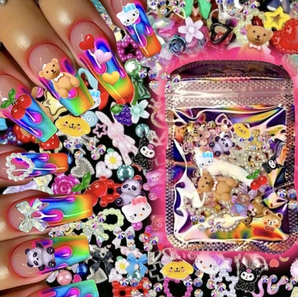 50 pcs Nail Charms 3D DIY Arts and Crafts